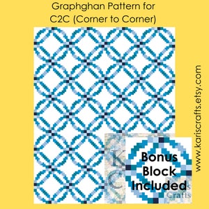 Bague de mariage double Croquilt C2C Couverture afghane d'un coin à l'autre, modèle PDF - Graphique + instructions écrites - Téléchargement instantané