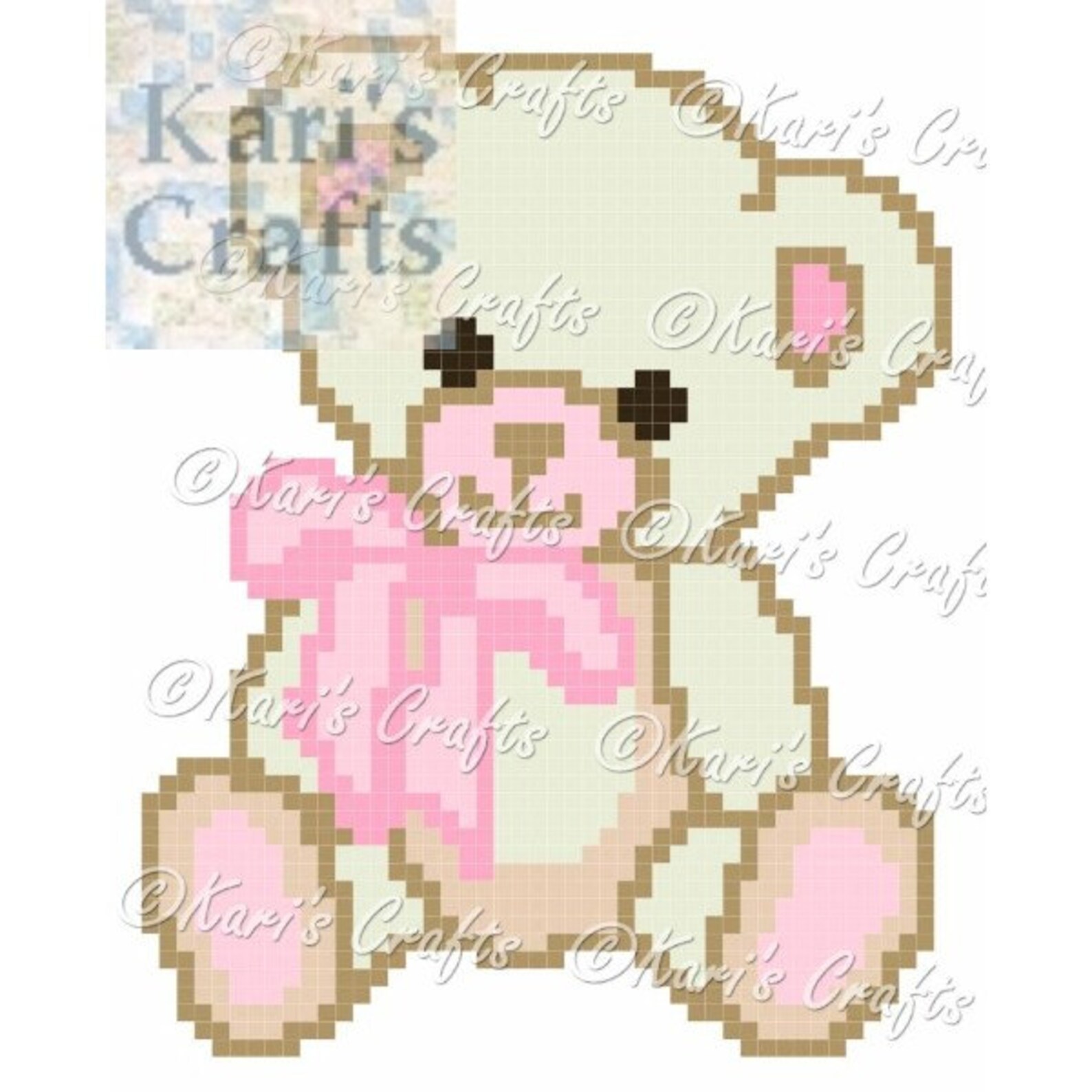 Pink and off White Teddy Bear C2C Corner to Corner Afghan Baby Etsy