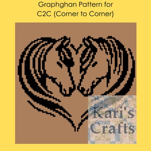 May include: Black and white graphic of two horses' heads facing each other, forming a heart shape. The graphic is on a brown background. The text "Kari's Crafts" is visible in the bottom right corner.