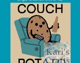 Couch Potato Afghan Throw Blanket PDF Pattern for single crochet knit or tss - Graph + Written Instructions - Instant Download