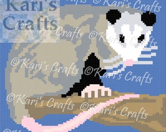 Opossum Afghan Blanket PDF Pattern for single crochet or knit - Graph + Written Instructions - Instant Download