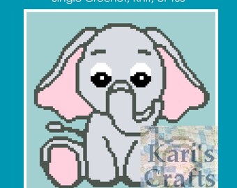 Baby Elephant Afghan Baby Blanket Pattern: Single Crochet, Knit or TSS (Digital Download)