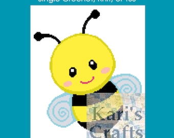 Friendly Bee Baby Blanket Afghan Pattern: Single Crochet, Knit or TSS (Digital Download)