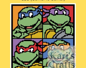 TMNT C2C Corner to Corner Afghan PDF Pattern Graph + Written Instructions - Instant Download