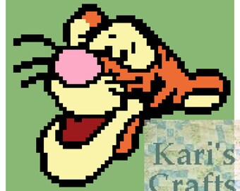Tigger Smiling Face C2C Corner to Corner Baby Afghan Lap Blanket or Pillow PDF Pattern Graph + Written Instructions-Instant Download