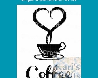 Coffee Love Afghan Throw Blanket PDF Pattern for single crochet or knit - Graph + Written Instructions - Instant Download