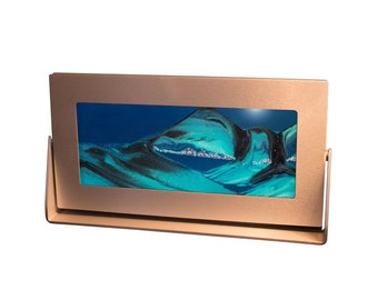 Moving Sand Art Picture - Md61 Medium Silver Metal Frames 7"X 12" Blue - Sand Art - Office Gifts - Sandscapes