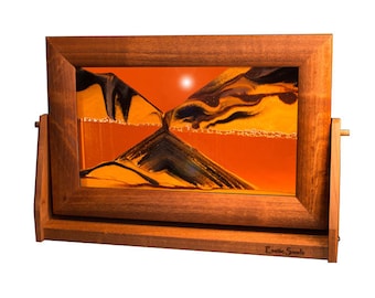 Lg13 Großes Erlenholz - Sunset Orange von Exotic Sands USA | Bewegliche Sandkunst Bilder | Einzigartige Geschenke |