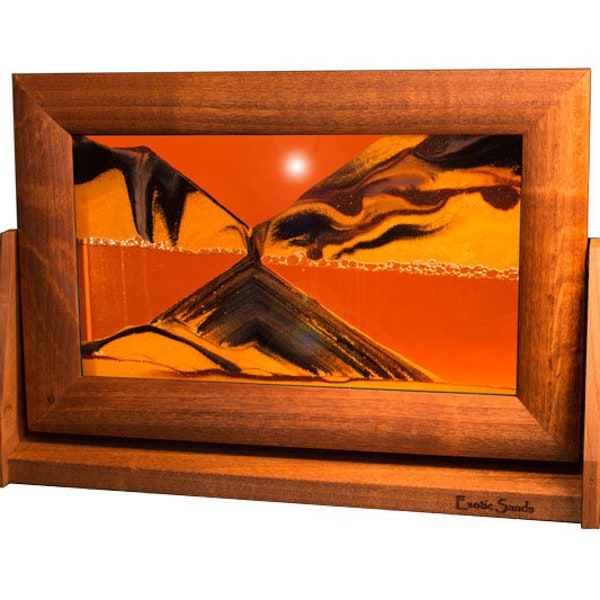Lg13 Large Alder Wood - Sunset Orange by Exotic Sands USA | Moving Sand Art Pictures | Unique Gifts |