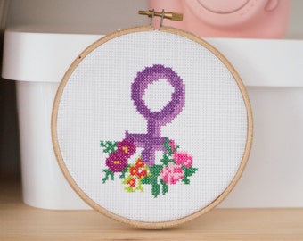 Female power cross stitch pattern