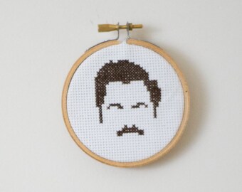 Mini Ron Swanson cross stitch PATTERN