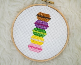 French macaron cross stitch pattern