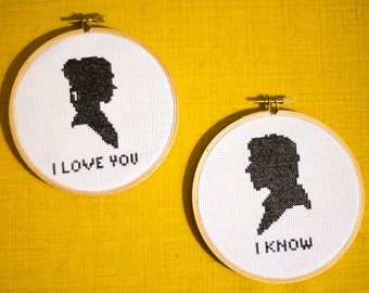 Star Wars 'I Love You, I Know' Princess Leia Han Solo Cross Stitch Pattern