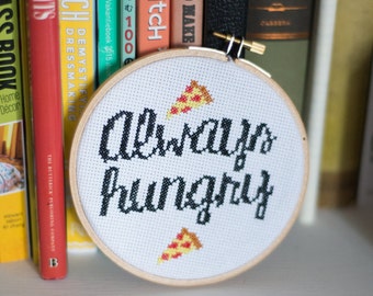 Always Hungry cross stitch pattern (w/ pizzas!)