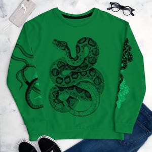 Dark Green Snake All-Over Print Unisex Sweatshirt