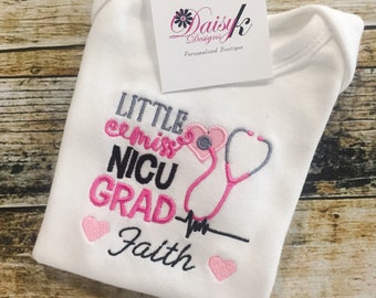 Girl's Little Miss NICU Graduate Bodysuit or Tshirt - Personalized - Coming Home Outfit