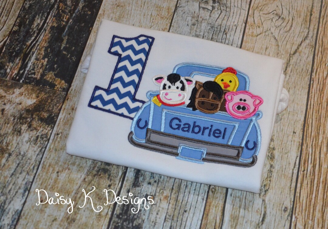 Little Blue Farm Truck and Animals Personalized Birthday - Etsy