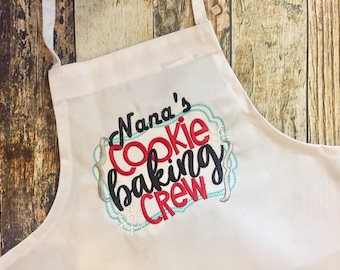 Nana's Cookie Baking Crew - Personalized Child's Apron  - Choose Your Colors and Fabrics - Grandma's or Mom's Cookie Crew