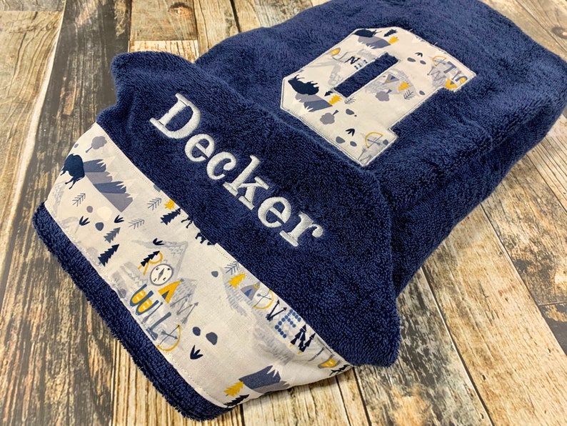 Personalized Hooded Infant / Child Towel Choose your towel color and fabric trim image 5