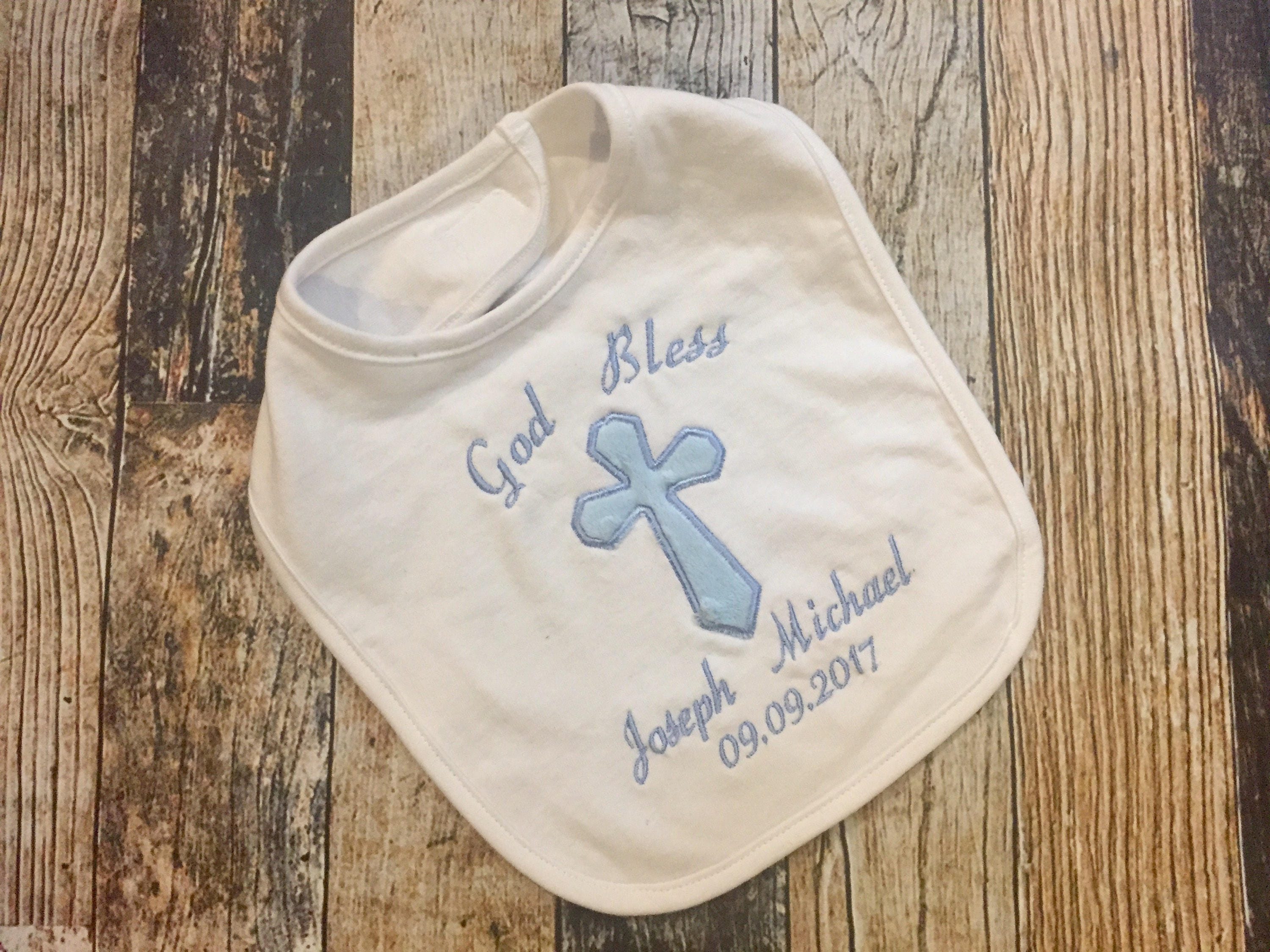 Baptism or Christening Bib Personalized for Baby Boy or Girl Etsy