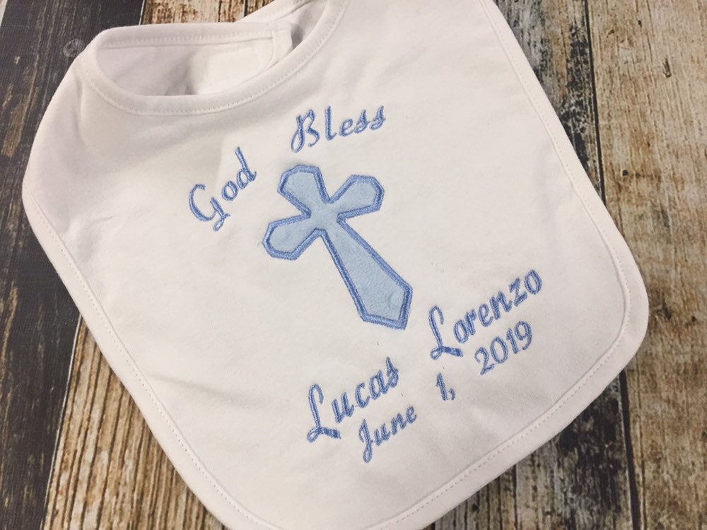 Baptism or Christening Bib Personalized for Baby Boy or Girl Etsy