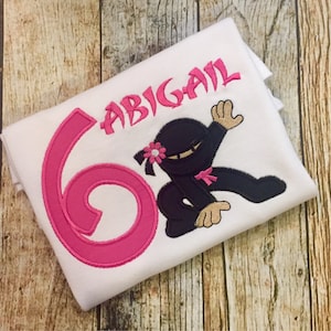 Girl's Ninja Karate Martial Arts Personalized Birthday Shirt - Choose ANY Age and color scheme - Martial Arts Tshirt