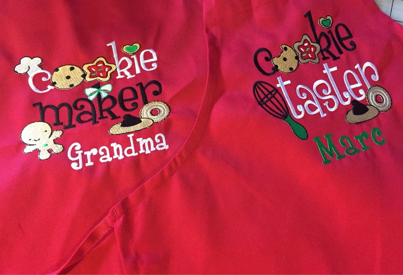 Mommy and Me Apron Set Cookie Maker and Taster Personalized Christmas Baking Aprons image 7