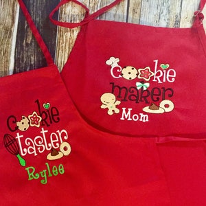 Mommy and Me Apron Set Cookie Maker and Taster Personalized Christmas Baking Aprons image 5