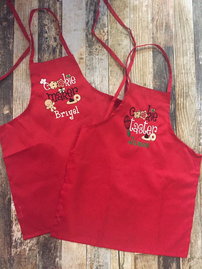 Mommy and Me Apron Set Cookie Maker and Taster Personalized Christmas Baking Aprons image 8