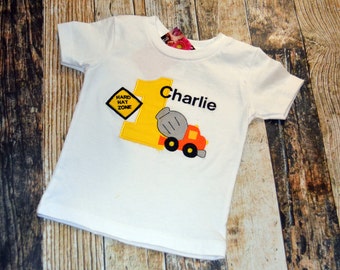 Construction Vehicle Personalized Birthday Tshirt - Boy 1st Birthday Party Truck Shirt - Any Age - Any Colors