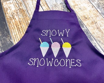 Snow Cone Personalized Child's Apron  - Choose Your Colors and Saying