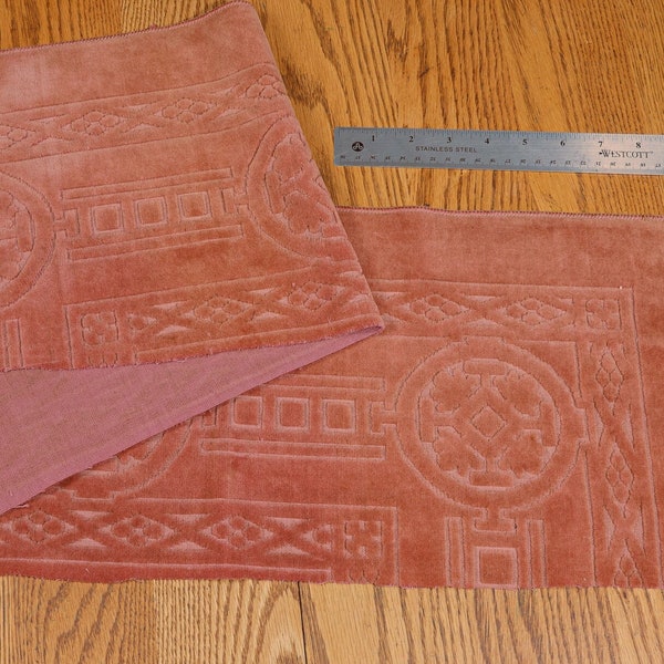 Antique Deco Rose Cut Velvet European Textile for Pillow