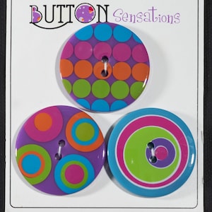 1 3/8 Inch Vintage 5 Five Op Art Buttons