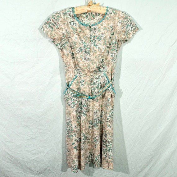 1950's Cotton Dress with Front Zipper Size Small