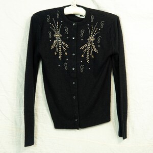 Vintage Black Beaded Cardigan Size 32 Inch Bust Small - Etsy