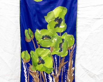 Vintage Vera Long Scarf in Navy and Green