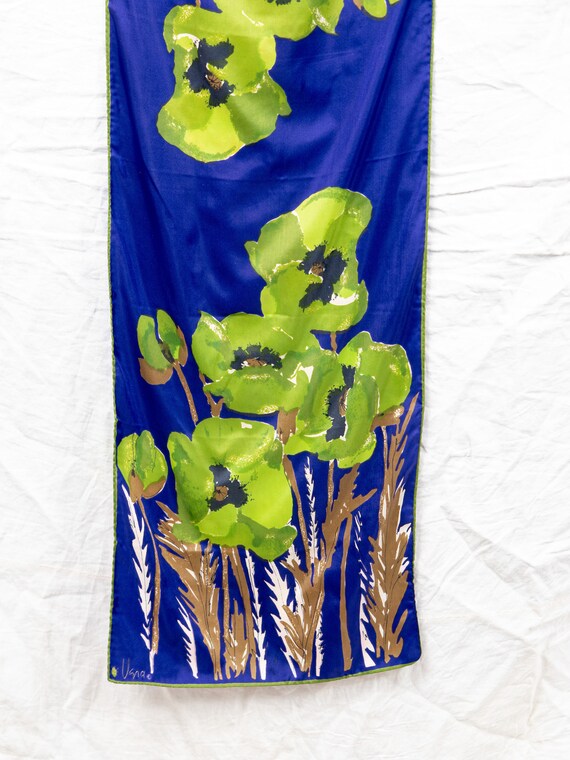Vintage Vera Long Scarf in Navy and Green