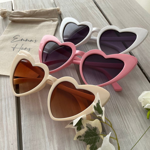 Heart Shape Sunglasses, Heart Sunglasses, Bridesmaid Sunglasses, Hens Party Sunnies, Bride Sunglasses, Party Sunnies