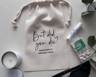 Personalised Survival Kit, Favor Bag, But did you die?,Favour Bag,Hangover kit