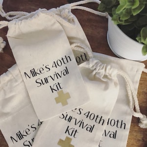 Survival Kit 40th Personalized Favor, Birthday Favor Bag, Survival bag, custom favor bag