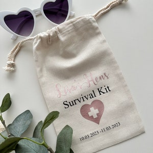 Personalised Hens Survival Kit Personalized Favor, Hens Favor Bag, Survival bag, Bachelorette Party, custom favor bag ROSEGOLD Favour Bag