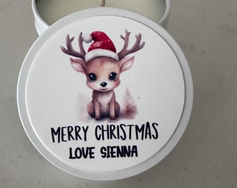 Reindeer Merry Christmas Candle , Teacher Candle, Soy Candle,Tin Candle, Christmas Reindeer