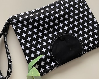 Modern Black Crosses New Design Nappy Wallet Fits all Wipes with Waterproof Pocket