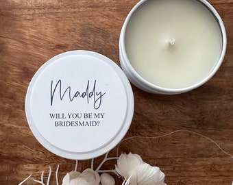Bridesmaid Proposal Candle, Soy Candle,Tin Candle,Personalised Gift for her, Bomboniere, Bridesmaid Proposal Gift