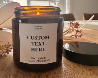 Benutzerdefinierte Text Sojakerze, Bernsteinfarbene Glaskerze, Duftkerze, benutzerdefinierte Kerze, Brautjungfer Vorschlag Kerze