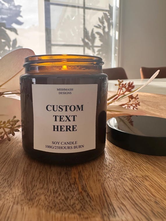 Custom Text Soy  Candle, Amber Glass Candle, Scented Candle, Custom Candle,Bridesmaid Proposal candle
