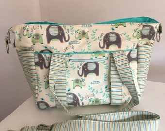 Elephant Splash Nappy Bag con correa larga