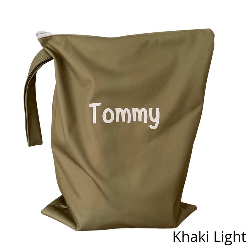 Personalised Wet Bag Reusable Wet/Swimming Bag Daycare Bag Waterproof Bag Tan 3 sizes available image 3