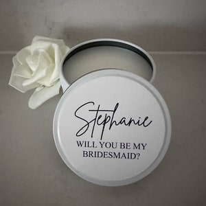 Bridesmaid Proposal Candle, Soy Candle,Tin Candle,Personalised Gift for her, Bomboniere, Bridesmaid Proposal Gift image 6