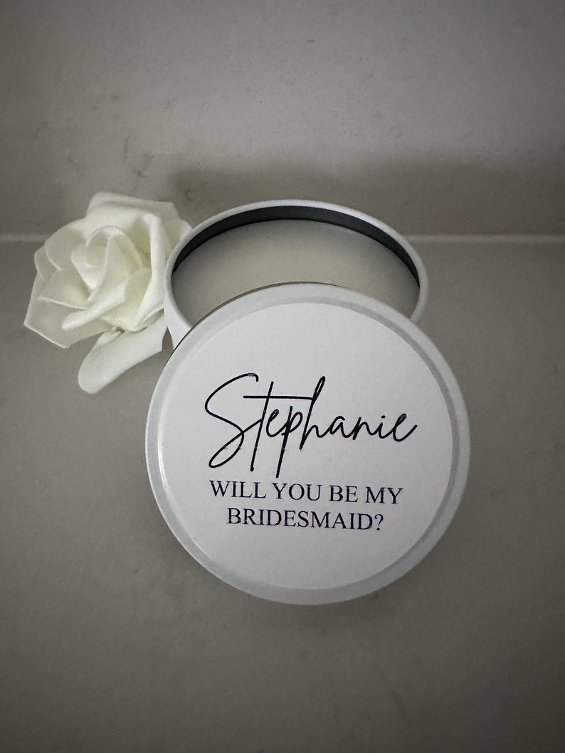 Bridesmaid Proposal Candle, Soy Candle,Tin Candle,Personalised Gift for her, Bomboniere, Bridesmaid Proposal Gift image 6